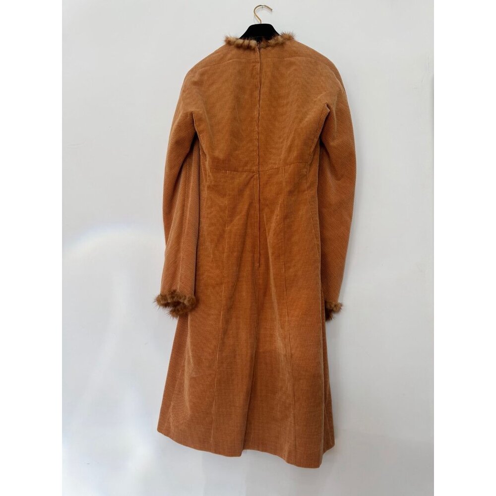 CHANEL 2003 03A Corduroy Coat Fur Trim Burnt Orange IT 42 Made in Italy - Picture 2 of 11